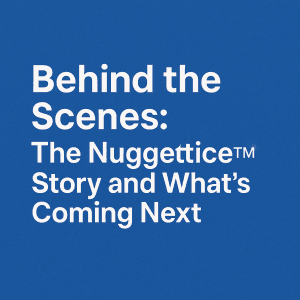 Nuggetice™ blog post title image about the story behind the ice maker nugget ice brand